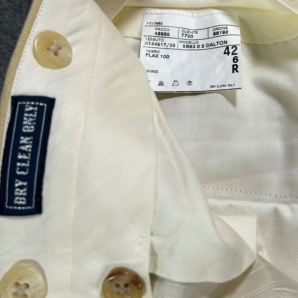 Polo Ralph Lauren Trousers Dalton Mens 42 Tan Flax Linen Old Money Made in Italy